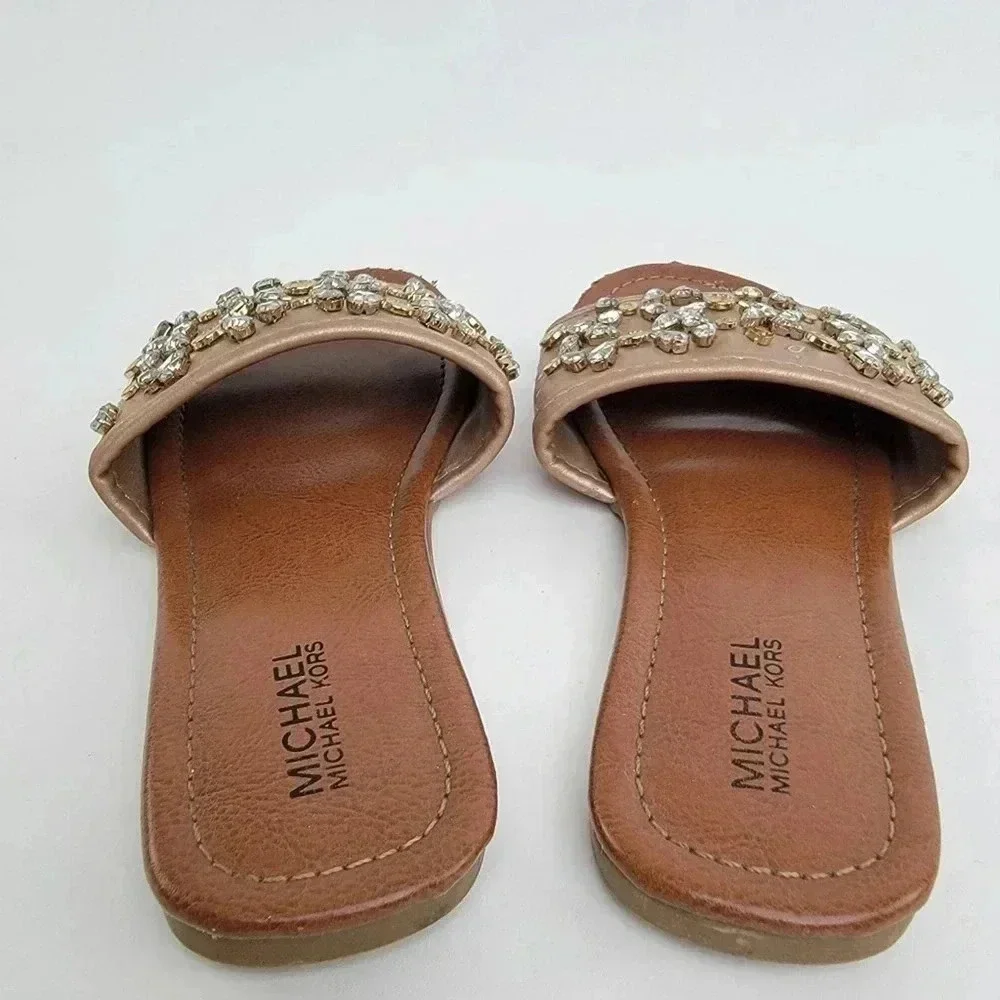 Michael Michael Kors Girls Rhinestone Gem Flip Flop Sandals - 1 C